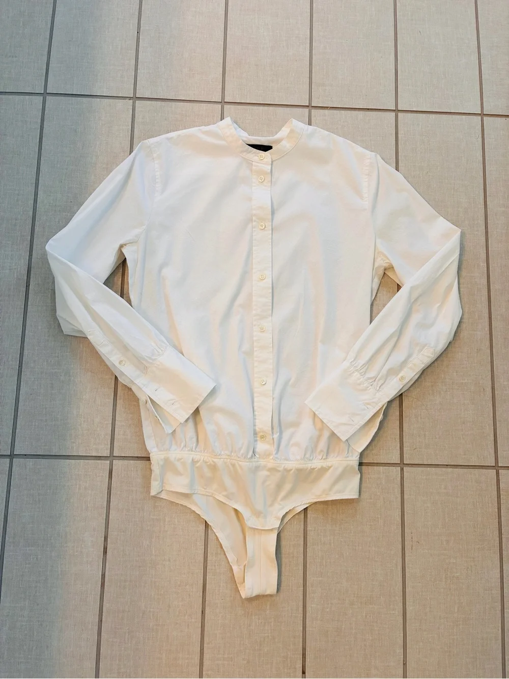 J. Crew White Cotton Riund Collar Button-Down Bodysuit Shirt 4